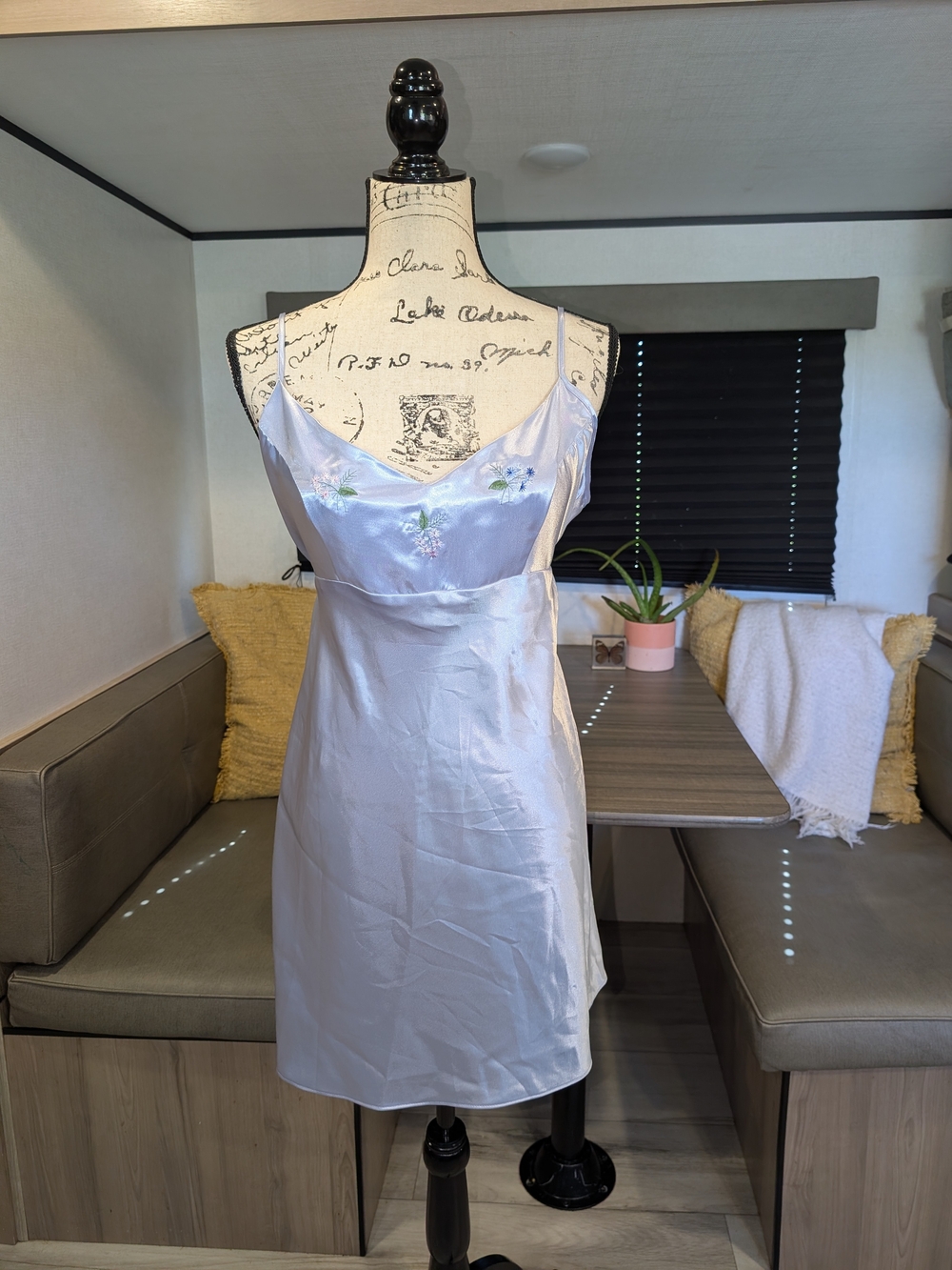 Silky White Floral-Accent Slip Dress